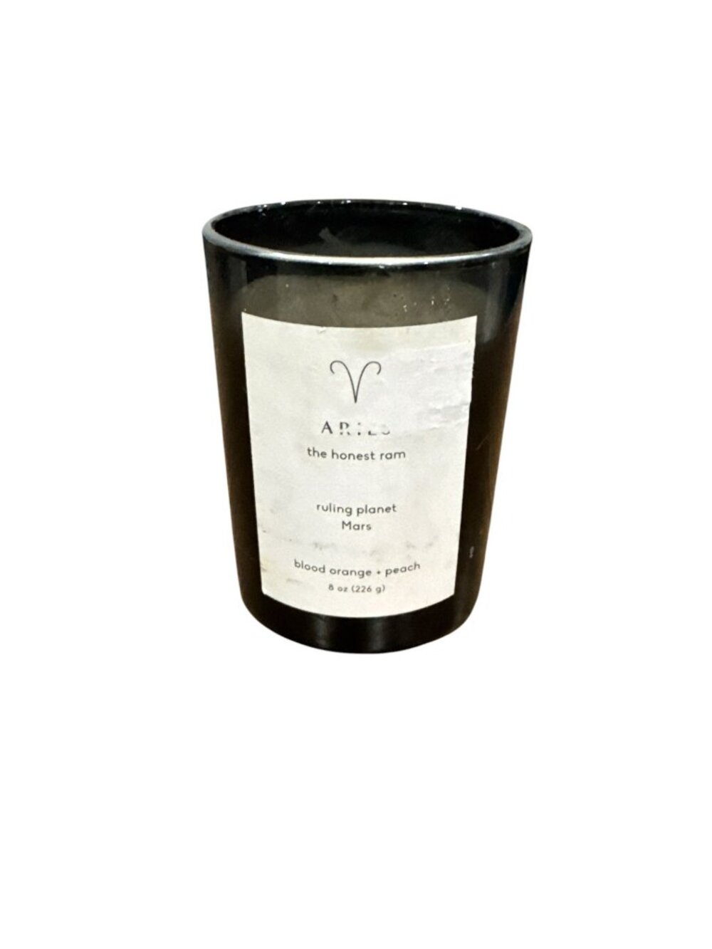 Aries Zodiac Candle Blood Orange & Peach Scented 8oz Black Glass Jar